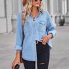 Solid Casual Loose Denim Shirts For Women 2026 Autumn Vintage Women's Oversized Shirts And Blouses Fashion Youth Female Tops