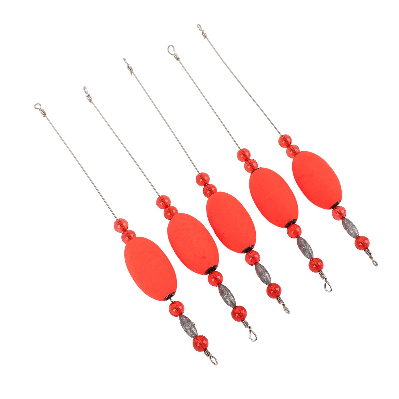 

5 шт. Поплавок для рыбалки, красный, пенопласт, стальная проволока, пластиковая бусина, хорошо видимый, многоразовый, для рыбалки