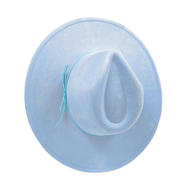 Cappello a Cilindro Piatto Rotondo 9,5 cm in Scamoscio Uomo Donna Cappello da Cowboy Western Cappello Fedora per Feste e Palco Design Autostile Stile Etnico Cappello Superiore