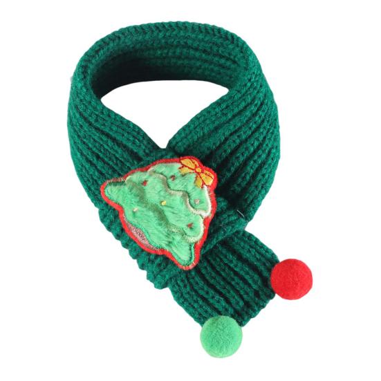Christmas Pet Scarf Knitted Cat Scarf with Pompom Xmas Trees Santa Claus Scarf Fuzzy Xmas Hat with Star Topper for Festive Party Photo Shoots