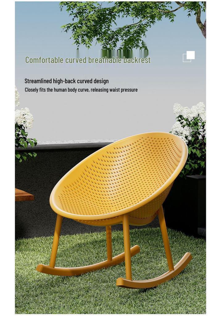 Nordic Eggshell Plastic Recliner: Versatile Indoor/Outdoor Rocking Chair for Living Room or Balcony.