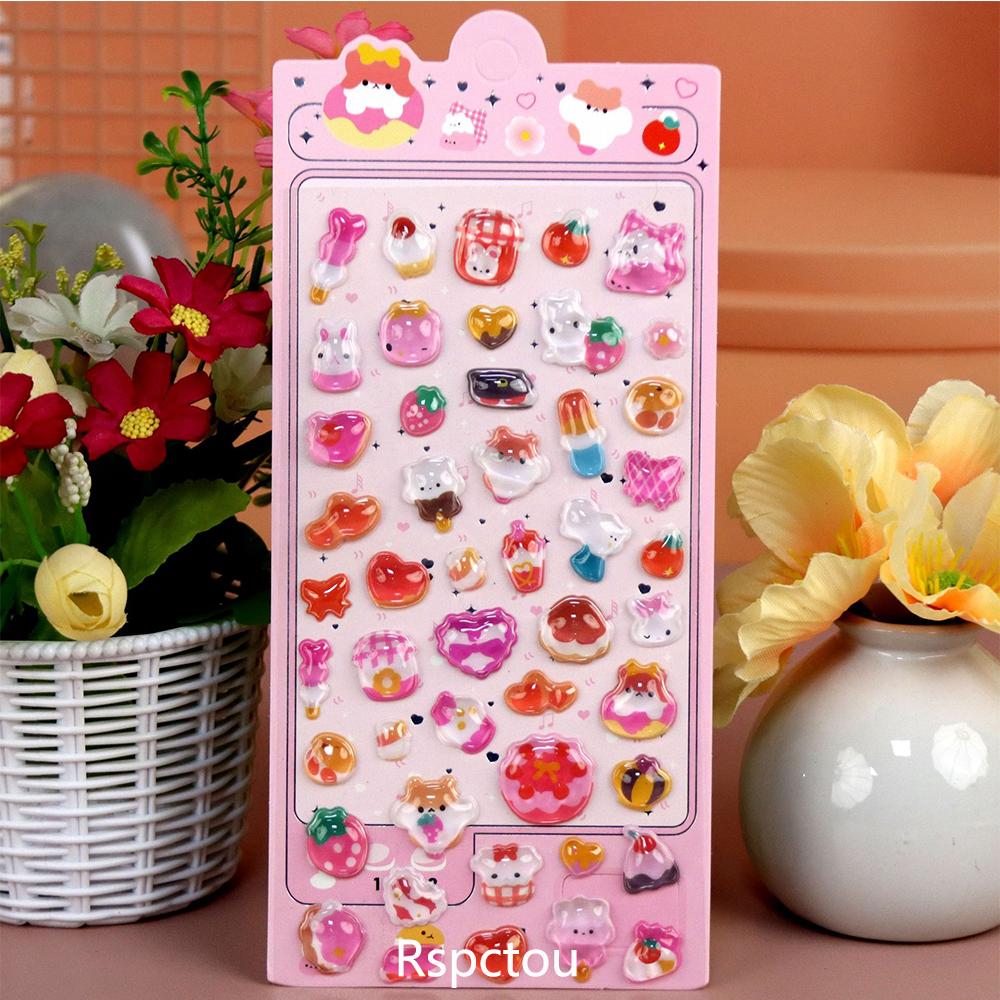 Cute Animal 3D Stickers Kawaii Cartoon Cat Bear Rabbit Sticker DIY Water Bottle Diary Phone Funny Decals Decor