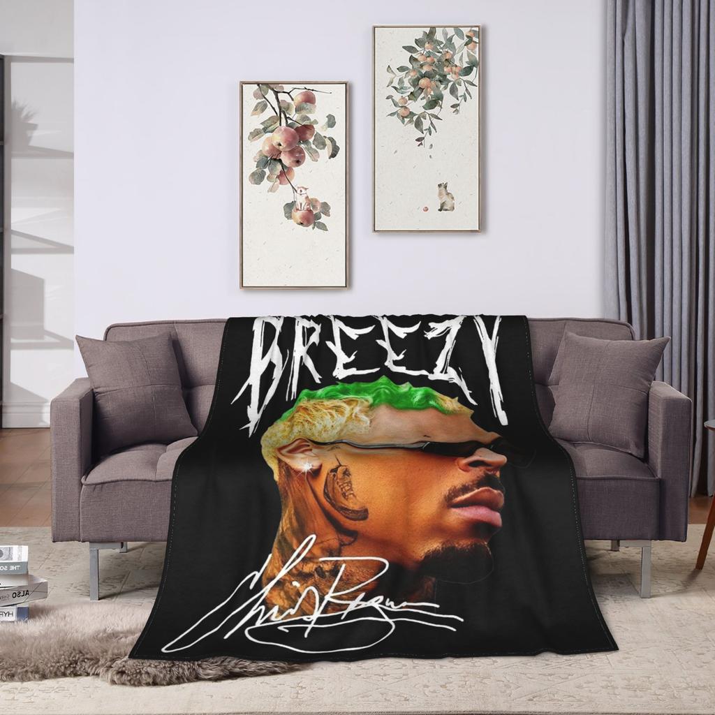 Middle Finger Vintage Chris Brown Blankets Fleece Autumn  Multi-function Super Soft Throw Blanket for Bedding Outdoor Bedspread