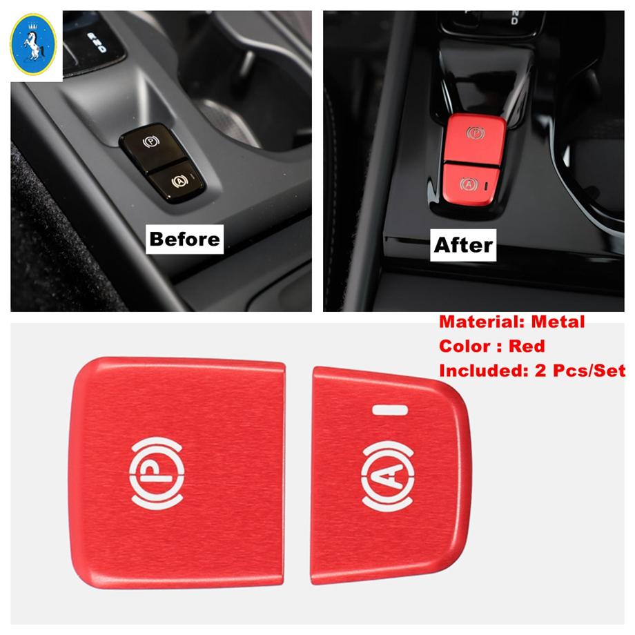 

Metal Auto Electrical Parking Handbrake Hand Brake Button Cover Trim For VOLVO XC40 2018 - 2025 Red / Blue / Silver Accessories красный