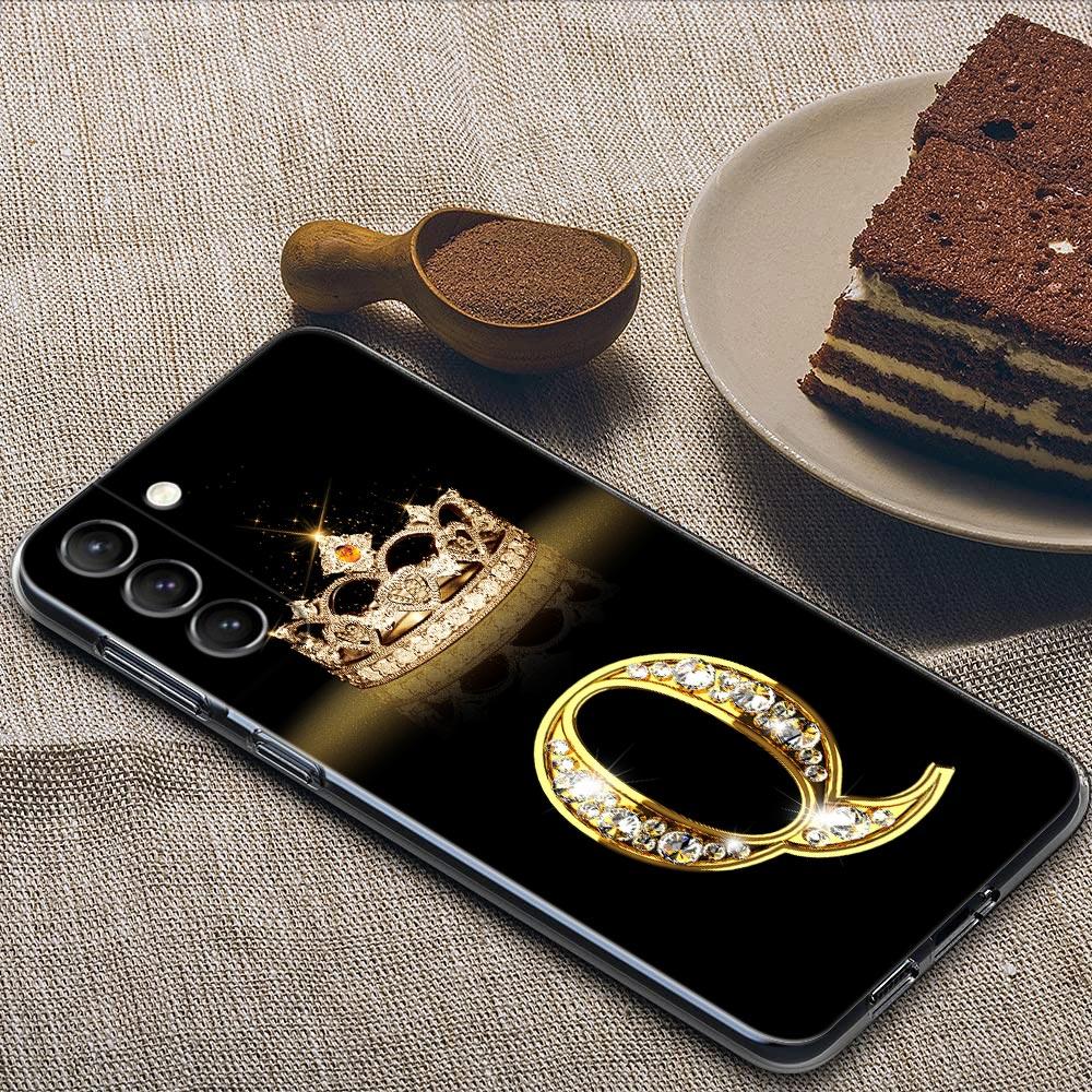 Diamond Crown First Initials Letter N Clear Samsung S24 Ultra Case For Galaxy S21 S20 FE S22 Ultra S23 S24 Plus Cases Soft Cover