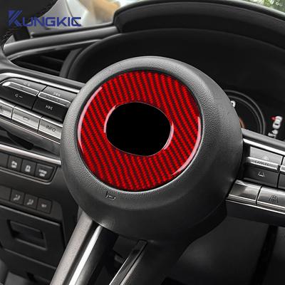 Real Soft Carbon Fiber Sticker For Mazda 3 Axela 2019-2025/CX-30 2020-2025/CX-50 2025-2025 Car Steering Wheel Center Trim