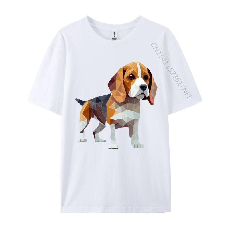 

Men TShirt Beagle Low Poly Tshirt Human Friend Dog Printed Tshirt Camisas Basicas Hombre Grpahic Tee S