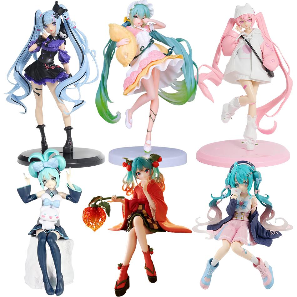 Hot Anime Anime Goddess Dopamine Hatsune Miku Figure Cherry Hatsune Miku Handmade PVC Model Anime Surrounding Cute Ornaments