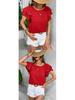 Women's Summer Double-layer Ruffled Sleeve Round Neck Pullover T-shirt