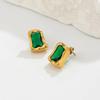 Salircon Exquisite Square Zircon 18K Gold Plated Square Stud Earrings for Women Exquisite Waterproof Stainless Steel Jewelry