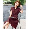 Pa Si Te Summer Lapel Short Sleeve Mid-Length Dress