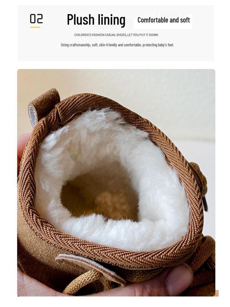 Zimní plyšové zateplené dětské sněhule 2025 - Teplé, univerzální, protiskluzové, bavlněné boty s měkkou podrážkou