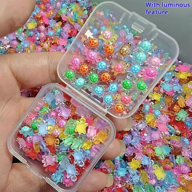 100Pcs Glow In The Dark Resin Turtle Figurines /Cute Miniatures For Fairy Garden Micro Landscape, Dollhouse Decor Crafts