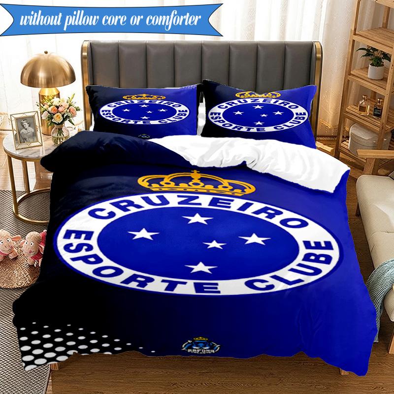 3PCS Cruzeiro Esporte Clube Printed Soft Bedding Set,Including 1pc Duvet Cover And 2pcs Pillowcases Perfect for Bedroom, Dormitory, Fan gift