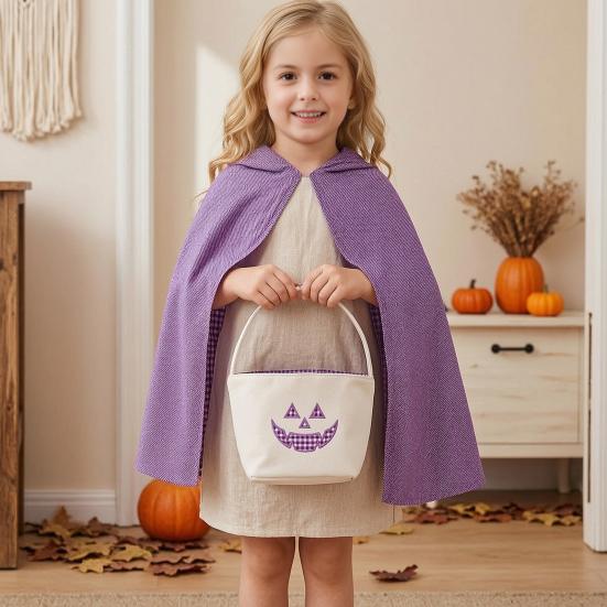 Dekorative Aufbewahrungskörbe für Zuhause Halloween Kürbis Süßigkeitenkorb, Großer Trick or Treat Eimer mit Schleife Kapazität Snacks Griff, DIY Kinder Tragetasche
