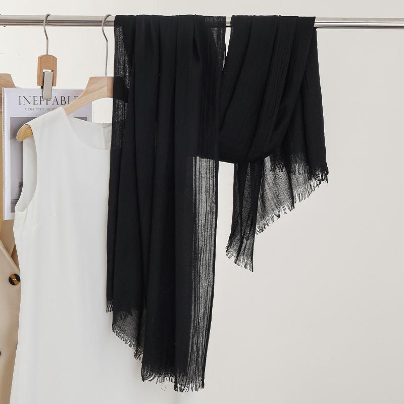 Monochrome Thin Scarf Women'S Sunscreen Shawl Solid Color Simple Imitation Cotton And Linen Silk Scarf High-End Yarn