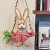 Handwoven Straw Bunny on Swing Easter Spring Home Decor Christmas Ornament Unique Gift Nursery Shelf Decor Farmhouse Crafts