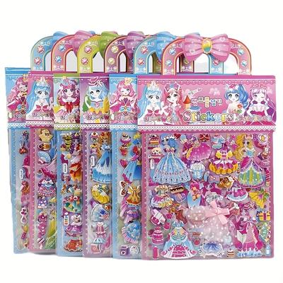 Princesa Vestir-se Adesivos Puffy Pad para Meninas Crianças Princesa Artesanato Jogos 3D Espuma Moda Adesivo Atividade Playset para Crianças