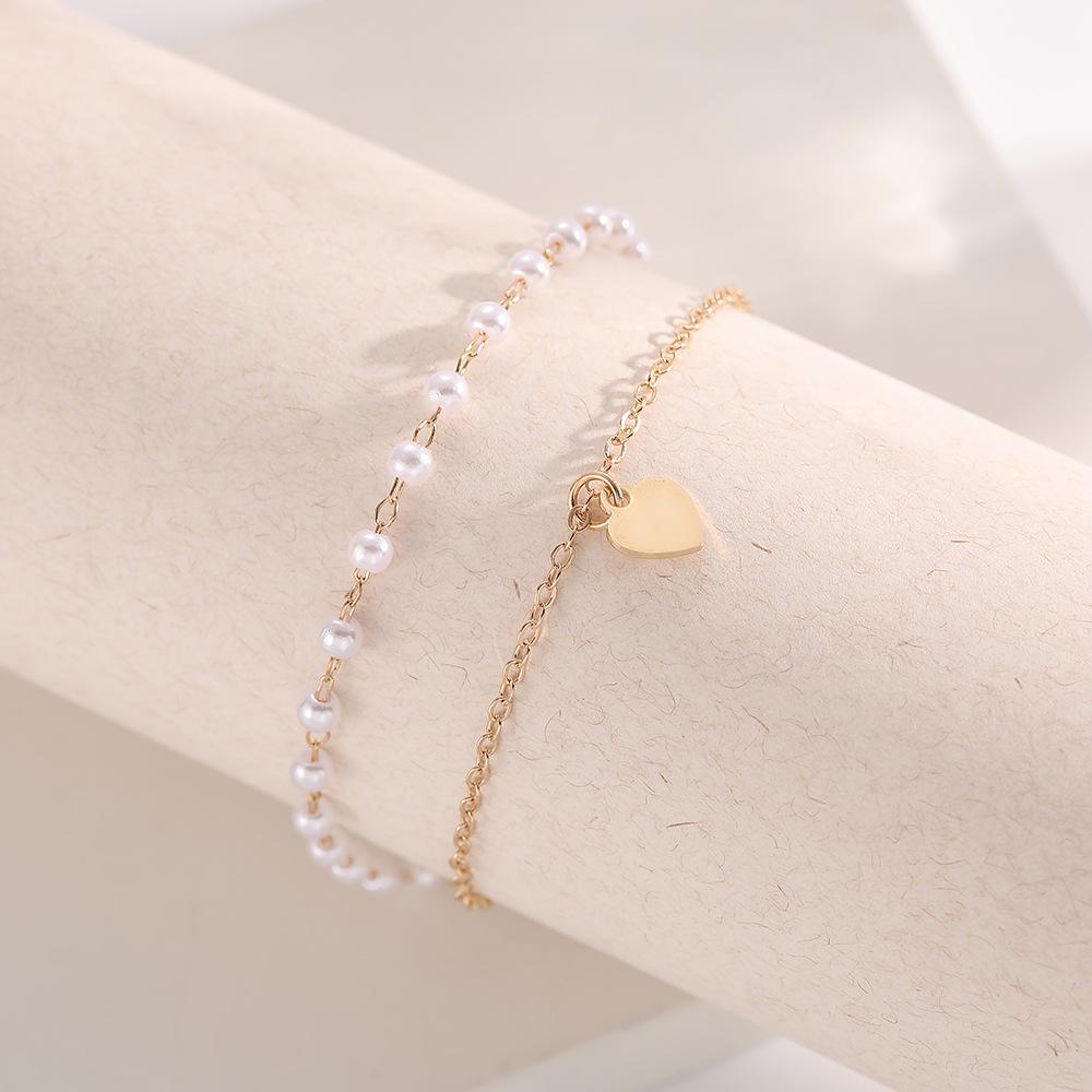 Vintage Double-Layer Heart Pearl Bracelet - Chic & Unique Retro Pearl Jewelry