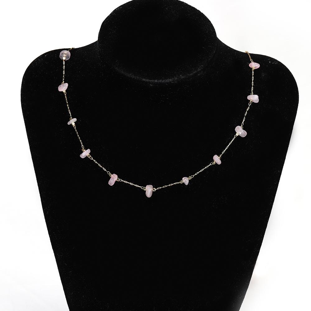 1meter Stone Chain Light Pink Gold Color Real Stone Irregular Beads Crystal Chains for Necklace Bracelet Jewelry Making DIY
