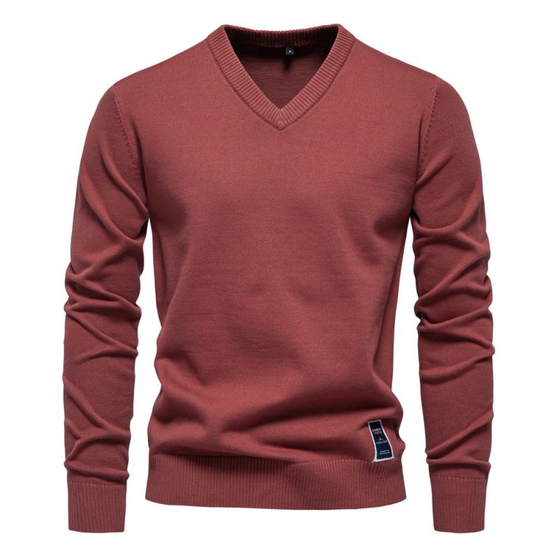 

2024 Autumn/Winter Men s Cotton V-Neck Solid Color Sweater Double Extra Large