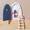 1 Set Exquisite Character Stickers Cute Pretend Play Wooden Arch Openable Door Toys Gift Montessori Wooden Fairy Door Kit
