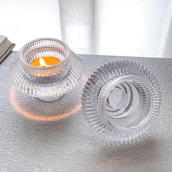 Double-sided Glass Candle Holder Clear Taper Pillar Tealight Candle Candleholder Candlestick Wedding