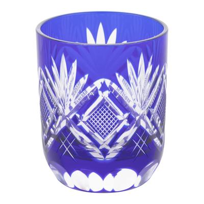 [Authentic Product] Tajima Glass "Edo Kiriko" Sake Cup (Guinomi) - Approx. 5cm Diameter X 6cm Height, Approx. 70ml Capacity, Nanako Pattern, Lapis Laz