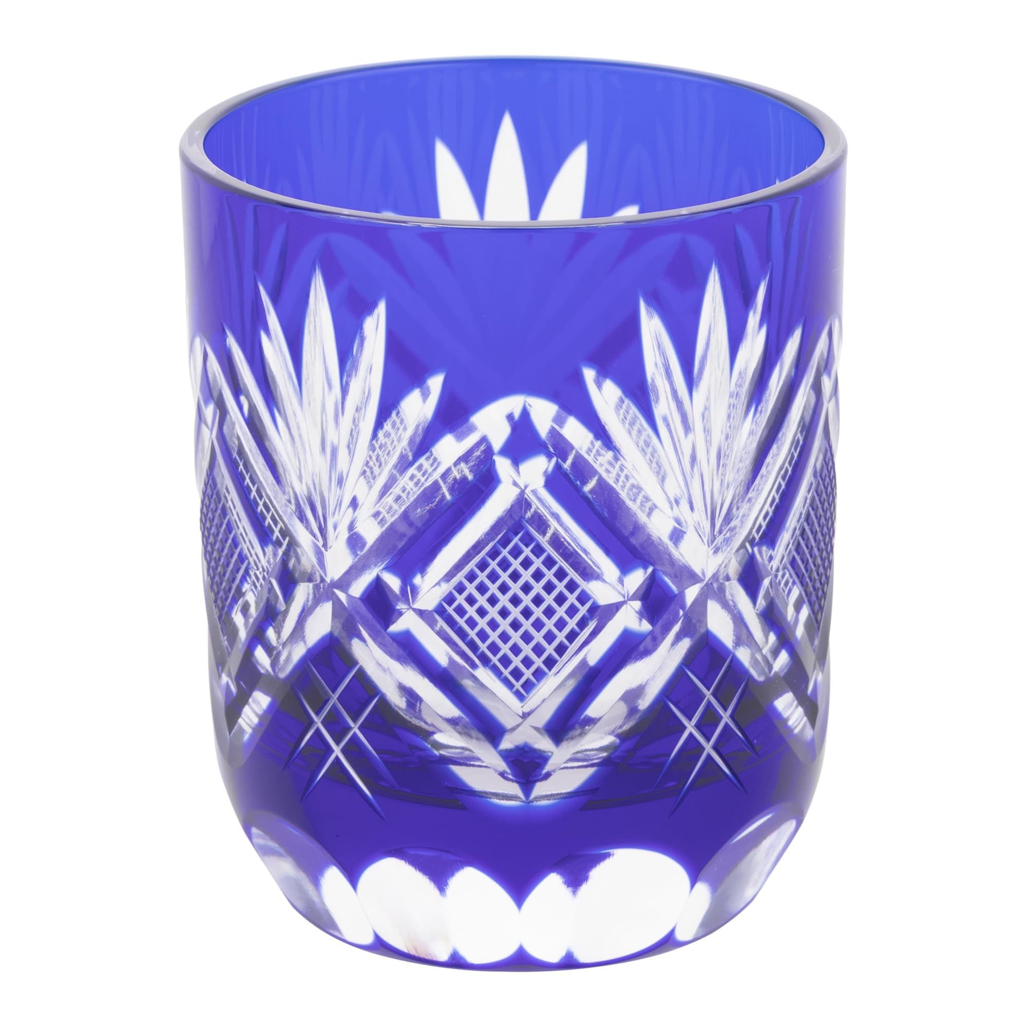 

[Authentic Product] Tajima Glass Edo Kiriko Sake Cup (Guinomi) - Approx. 5cm Diameter x 6cm Height, Approx. 70ml Capacity, Nanako Pattern, Lapis Laz