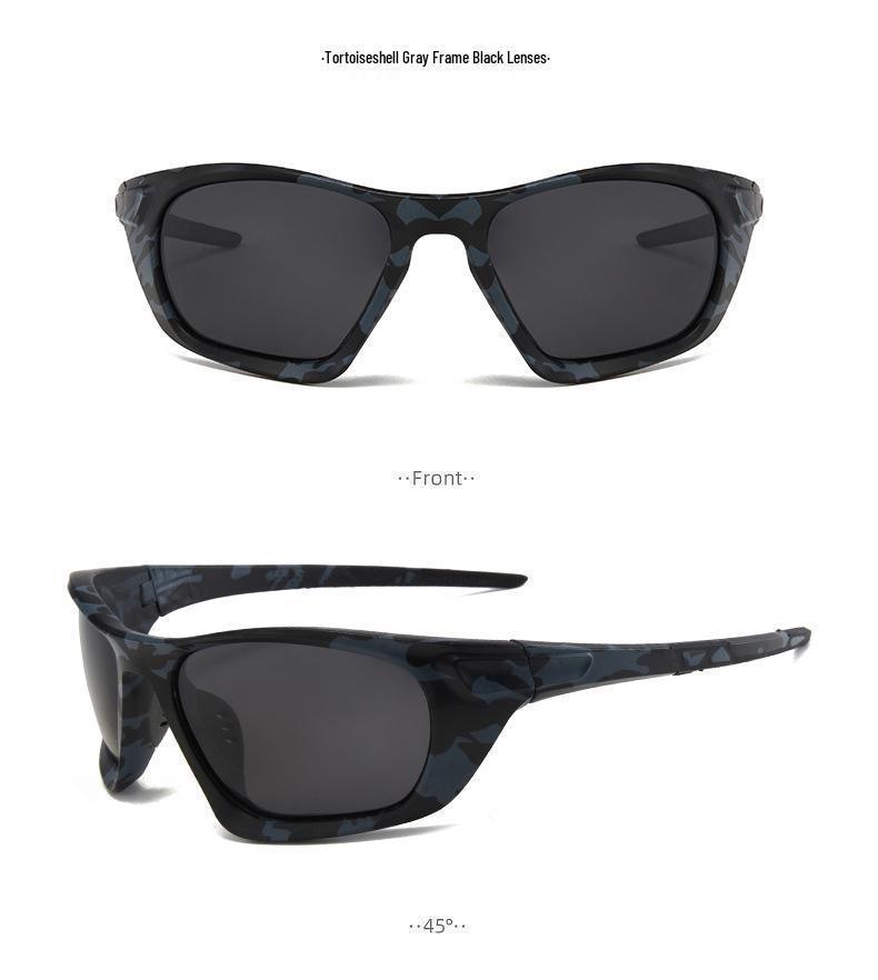 Unisex Polarized Camouflage Sports Sunglasses - Square Frame, Ideal for Cycling, Outdoor Fishing, and Trendy Wear