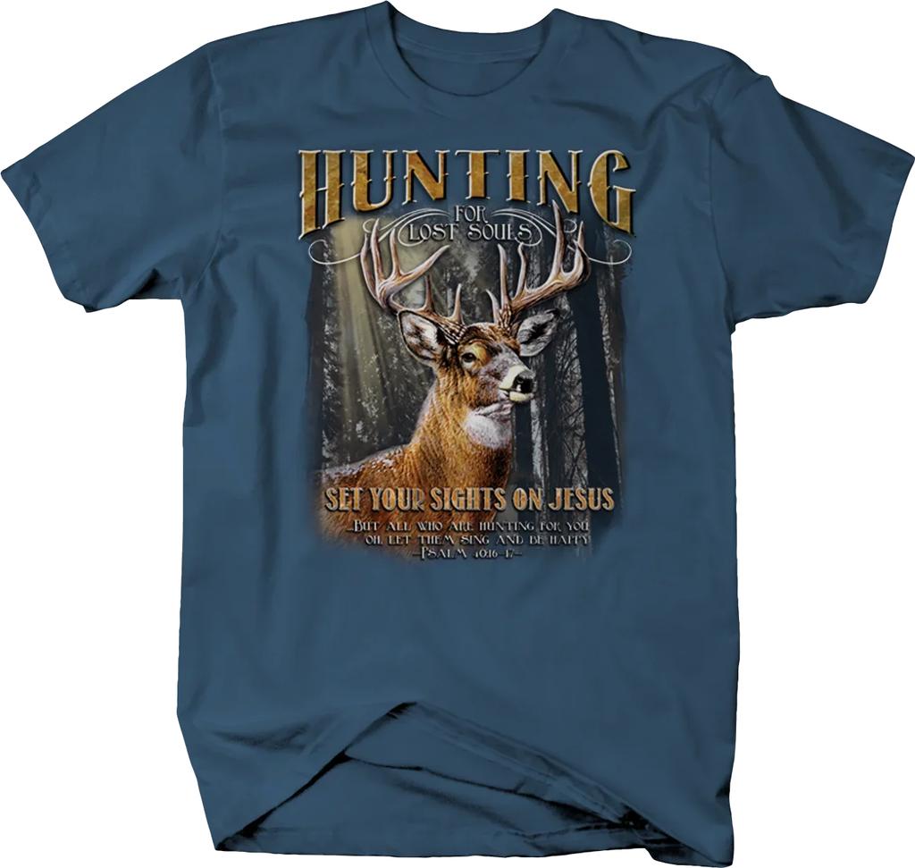 Lost Souls Psalm 1016 Big Buck Whitetail Deer Hunting TShirt 100 Cotton ONeck Short Sleeve Casual Mens Tshirt Size S3XL