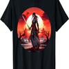 Samurai Girl Vintage Retro Sakura Cherry Blossom T-Shirt(277)