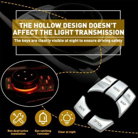 Car Multi Media Drive 7 Button Decor Cover Trim Fits BMW 3 5 6 7 X1 X3 X5 X6 EOA