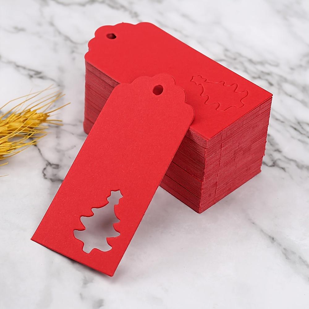 100pcs, Red Christmas Tree Design Kraft Paper Cards for Packaging and Hanging Decorations, Perfect Gift Tags and Ornaments