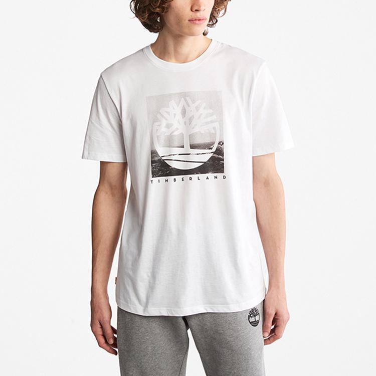 Timberland Large Logo Outdoor Casual Breathable Slim Fit Short Sleeve T-Shirt Men Tops White A61XY-100