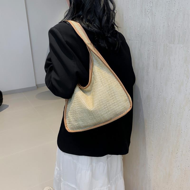 2024 New Spring Weave Bag Large Capacity Tote Bag Women's Casual Chic Shoulder Bag