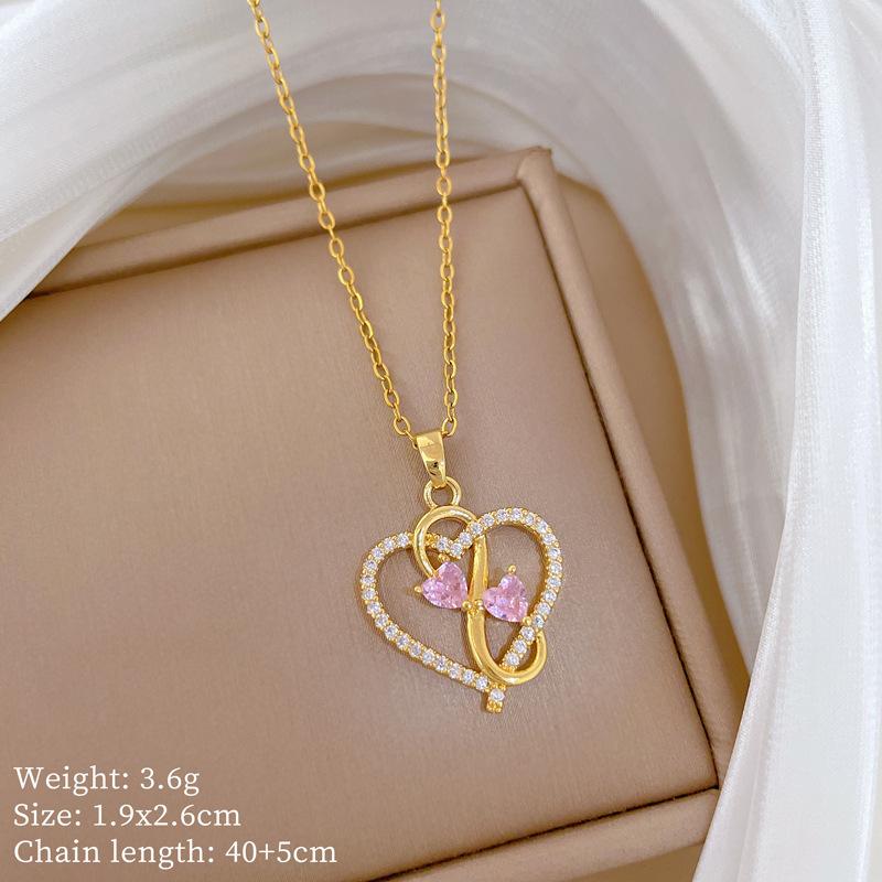 Kupfer-Mikro-Intarsien Leichter Luxus Mode Persönlichkeit Temperament Wunderschöne Voll-Diamant-Halskette Damen Vielseitige Schlüsselbein-Kette Titanstahl