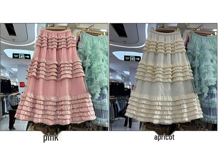 Elegant Plus Size A-line Mesh Patchwork Skirt - Fairy Gauze, Fluffy Layered Cake Design