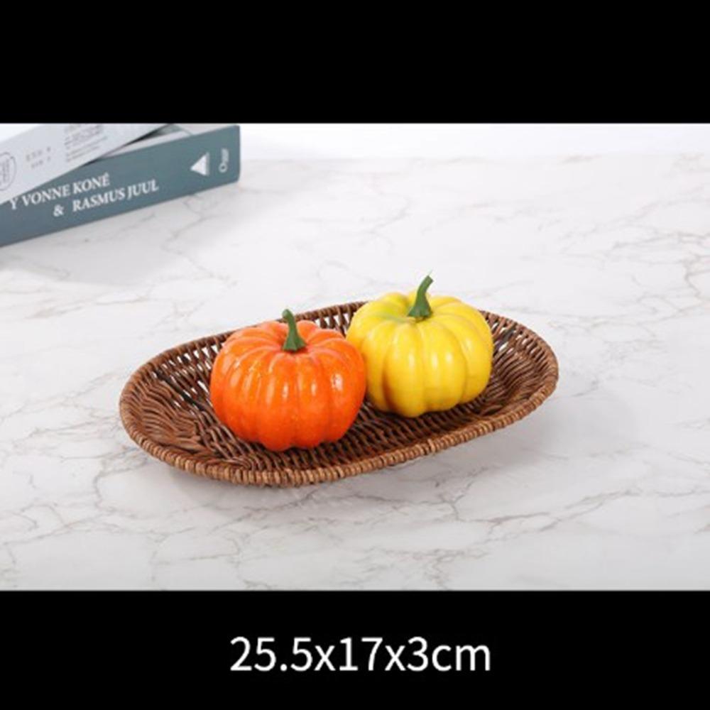 Hardness Handwoven Rattan Wicker Handwoven Khaki Bread French Fry Plate 10 Styles Tabletop Display Rattan Basket