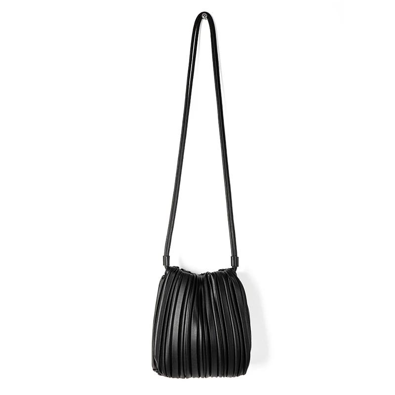 

Pu Leather Small Square Bag Crossbody Bags Women New Fashion Retro Pleated Versatile Shoulder Bag Korean Luxury Handbags