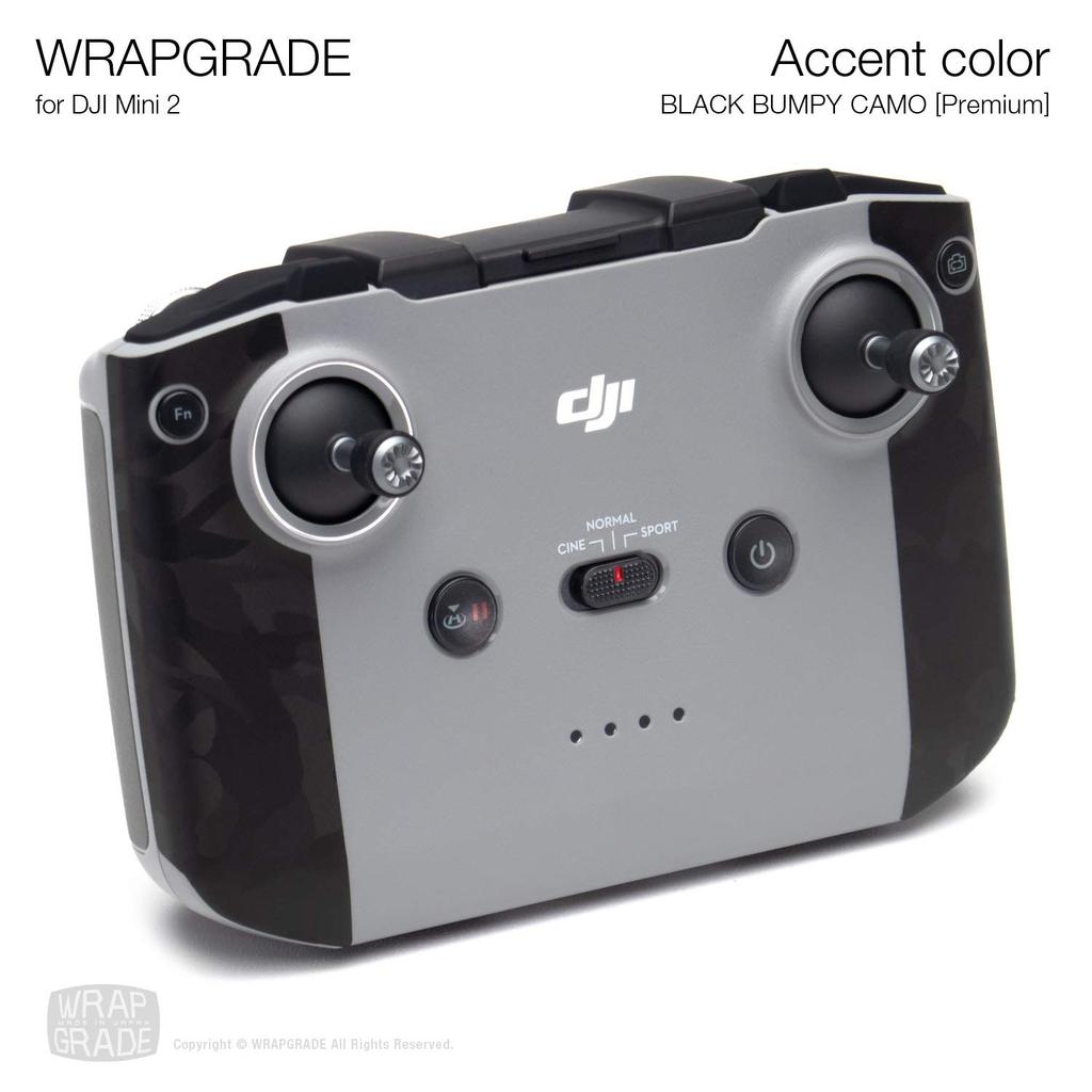WRAPGRADE Skin for DJI Mini 2, Accent Color (Black Bumpy Camo)
