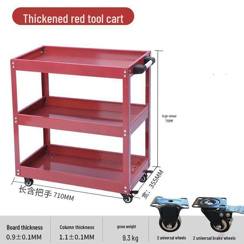 Multifunctional Three-Layer Mobile Tool Cart for Auto Repair and Home Use