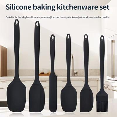 6pcs Silicone Kitchen Cooking Tools Set Baking Utensils Spatula Scraper Oil Brush Cake Cream Spatula Kitchen Baking Accessories