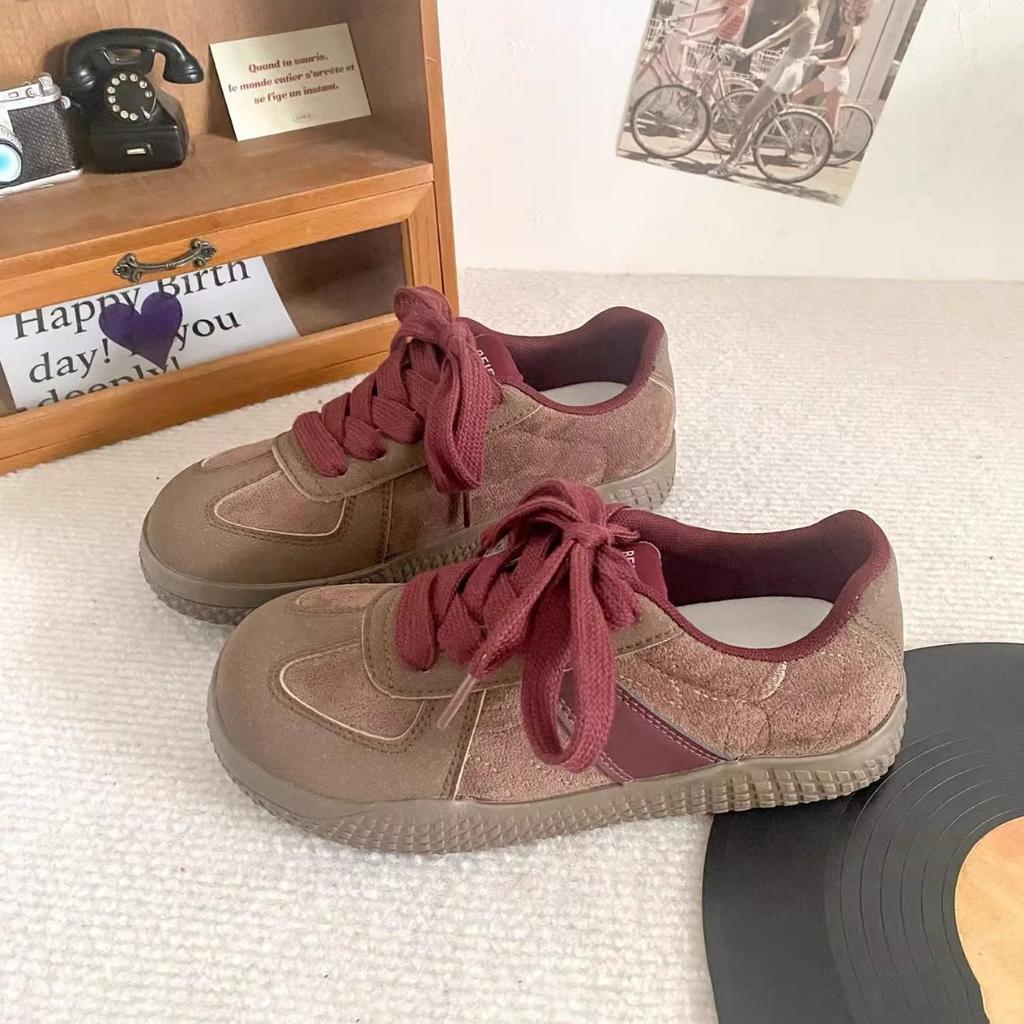 Versatile Dexun Shoes Women's Shoes 2025 Spring New Platform Sports Board Shoes Maillard Casual Retro Brown Shoes