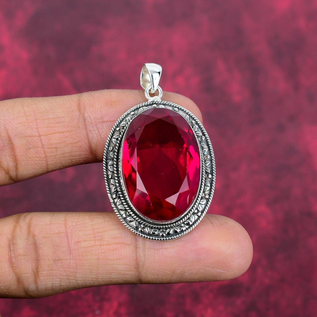 Rubellite Pendant, 925 Sterling Silver Pendant Gemstone Jewelry, Handmade Pendant Amazing Jewelry, Gift For Her