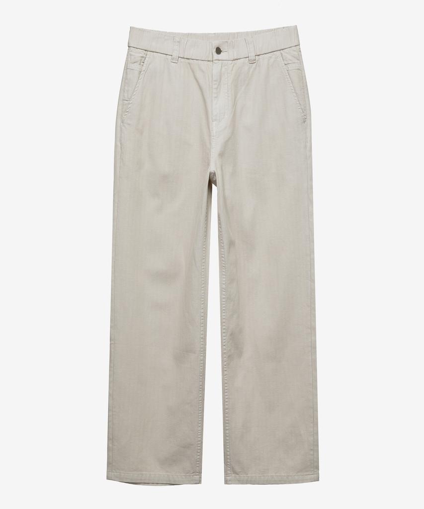 MINDBRIDGE Semi-Wide Denim-Like Full Elastic Waist Cream Pants
