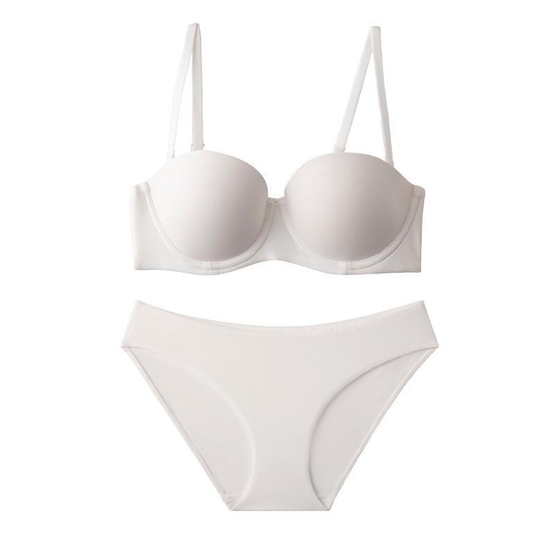 Summer sexy seamless underwear half cup smooth non-slip strapless underwear small breasts gather anti-sagging bra