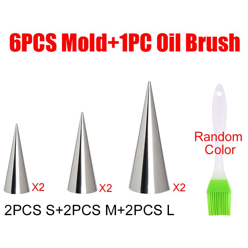 

6-24PCS Mix Size Horn Molds with Oil Brush Horn Bread Pastry Cake Conical Tube Mold Cone Shape Household Kitchen Baking Tool ZYF