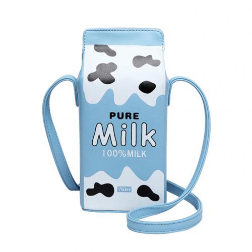 Portable Women Funny Milk Box Shape Shoulder Bag Phone Crossbody Pouch Female Crossbody Bag Daily Shoulder Bag Ladies Bags