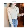 2026 New Women's Embroidered Cotton Shirt, Fashionable and Youthful Striped Long Sleeve Blouse